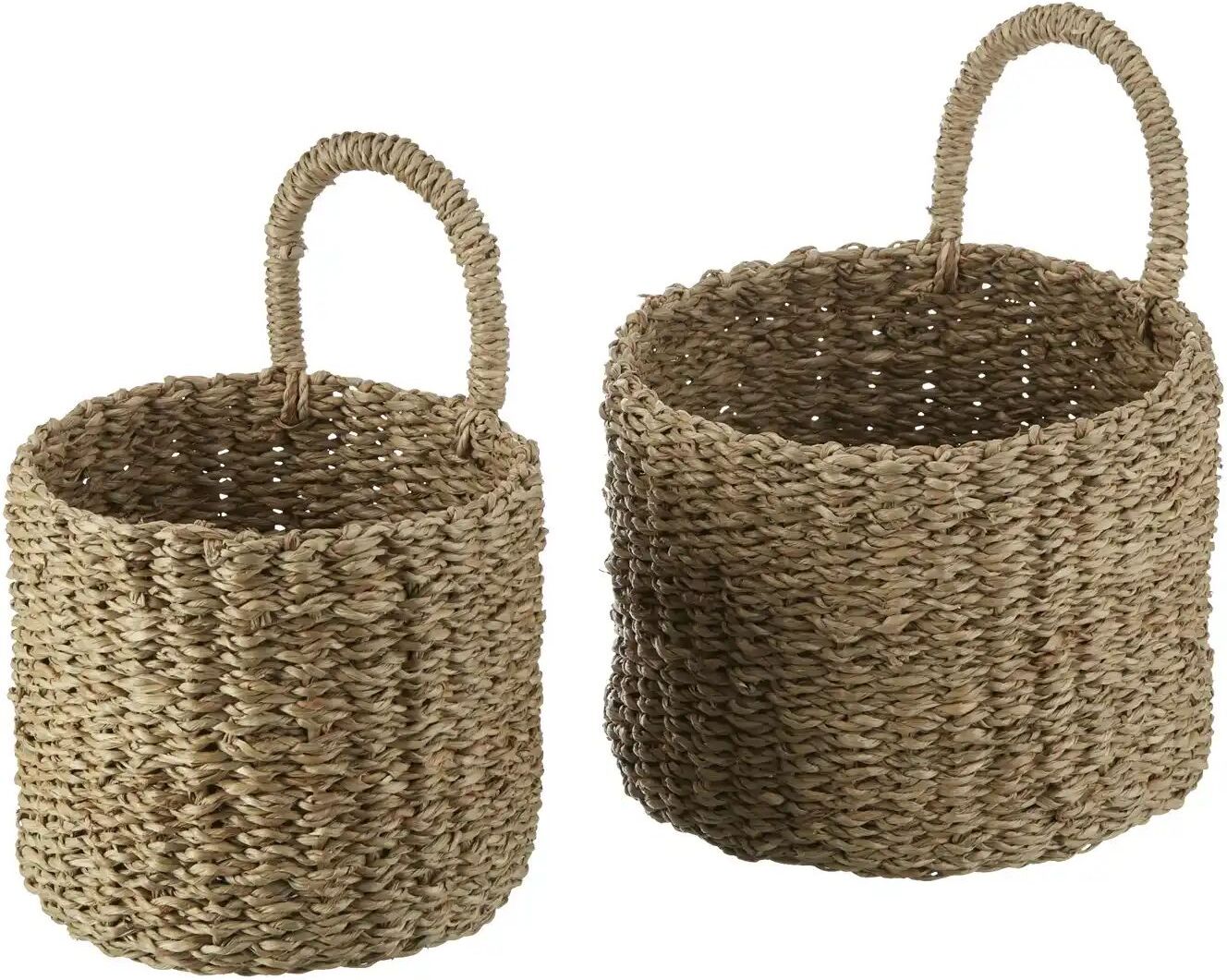 HOME STORY Aufbewahrungskorb mit Henkel  2er Set   ¦ braun ¦ Seegras ¦ Maße