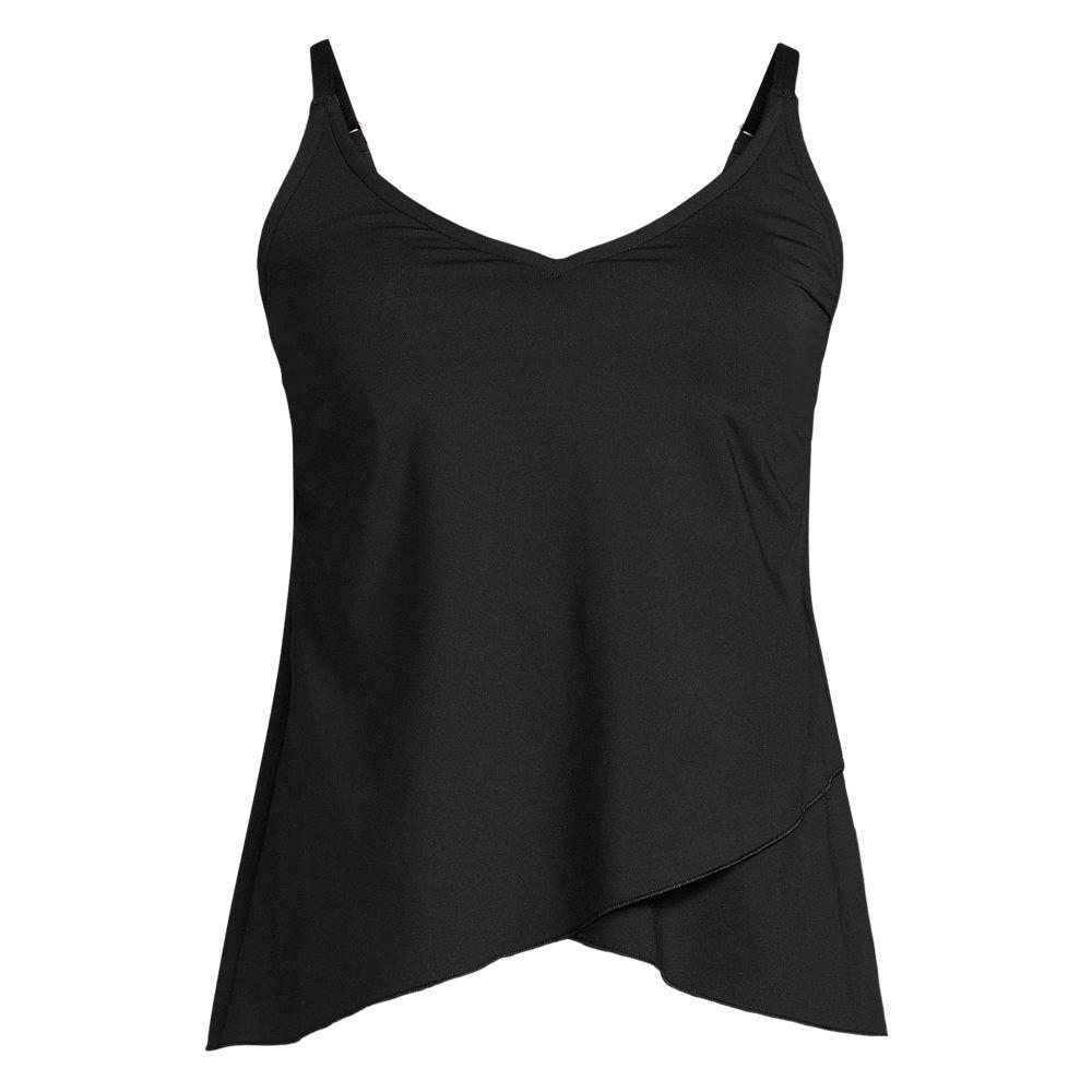 Tankinitop mit Tulpensaum chlorresistent für Damen in Plus-Größe, Damen, size: plus, Schwarz, Nylon-Mischung, by Lands' End