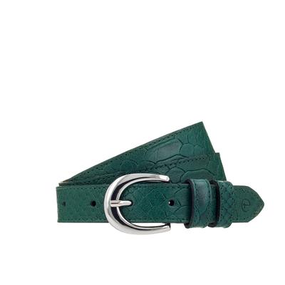 Ledergürtel TAMARIS, Damen, Gr. 95, dunkel grün, Rindsleder, gemustert, unifarben, Gürtel Ledergürtel, mit Doppelschnalle, aus Rindsleder