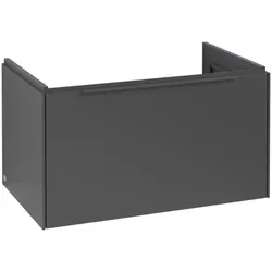 Villeroy & Boch Subway 3.0 Waschbeckenunterschrank, LED-Beleuchtung, 1 Auszug, 772x429x478mm, C573L2VR, Farbe: Front/Korpus: Graphite, Griff: Graphite