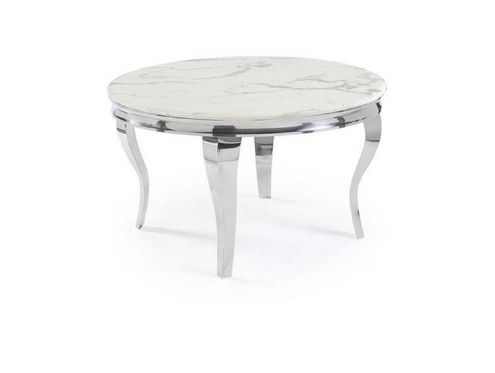 alesvelt Esstisch Milano Rund mit edlen Edelstahlbeinen Glas/Marmoroptik 130 cm (1x Esstisch)