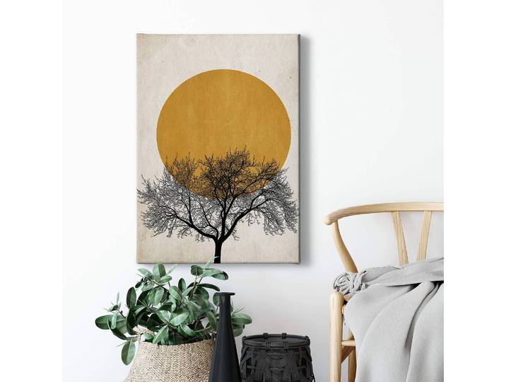 Impression sur toile Winter Morning Gold Polyester PVC / Épicéa Noir 50 x 70cm