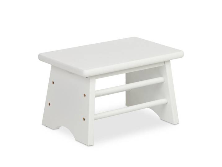Relaxdays Tritthocker Weiß Bambus, Holz, 33x20x21.5 cm, Wohnzimmer, Sessel, Hocker, Sitzhocker