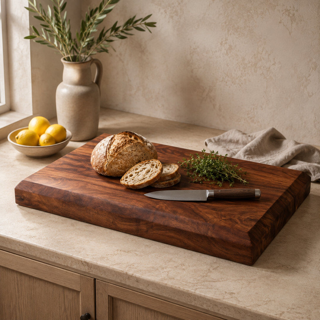 DOWNTON INTERIORS Sussex Pro Chef Premium Quality Very Large Thick Acacia Wood Chopping Board Cutting Block With Bevelled Edges. - Very Large 50 cm x 30 cm