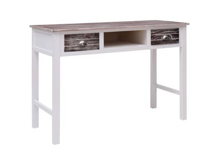 HAQWRDQSG Schreibtisch Holz Braun Weiß 110x45x76 cm Computertisch Klassischer Konsolentisch aus Echtholz mit 2 Schubladen und Fach für Arbeitszimmer und Schlafzimmer.