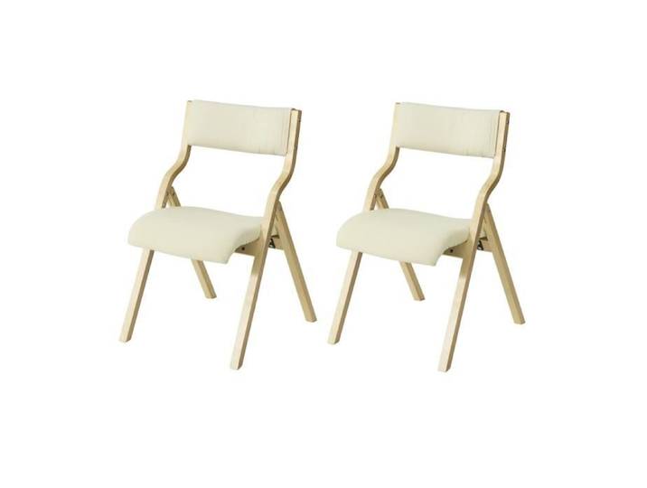 SoBuy FST40-Wx2 Lot de 2 Chaises en Bois pliante Beige 48 x 58 x 78 cm