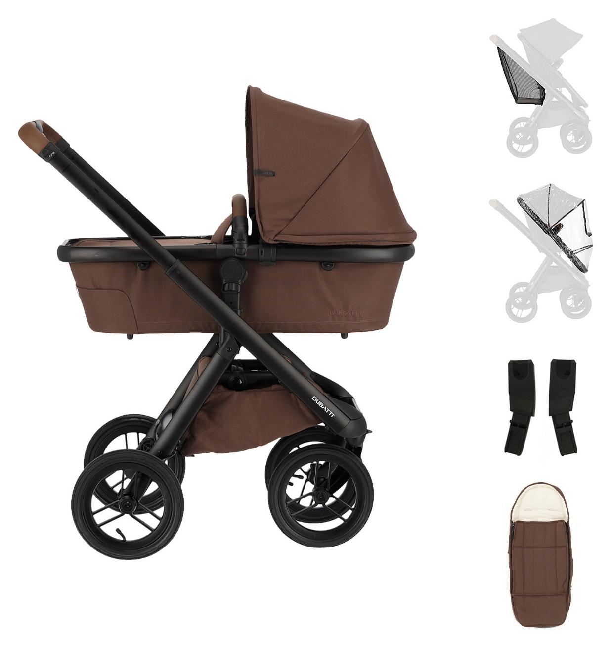 Dubatti One E6 2-in-1 Kinderwagen Black/Dark Brown - Walnut Brown