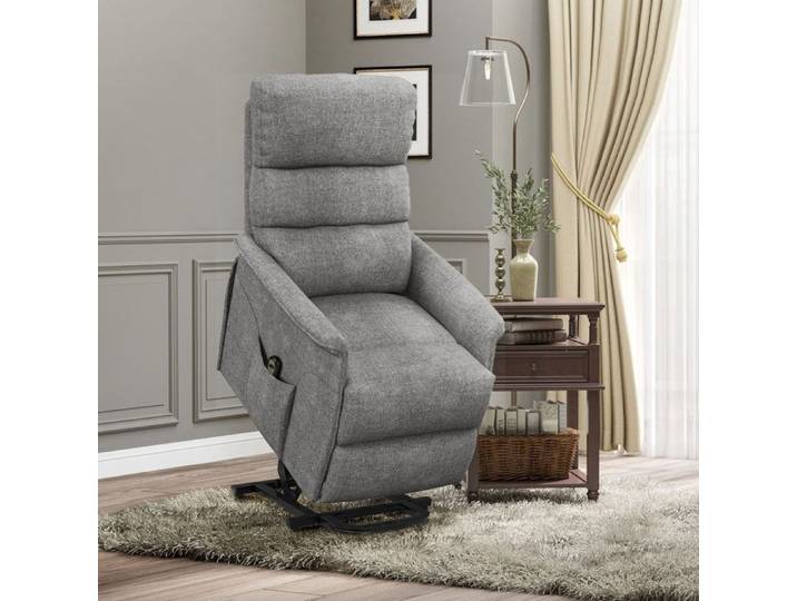 Fauteuil releveur électrique gris – aide au lever dossier inclinable 135° repose-pieds réglable télécommande