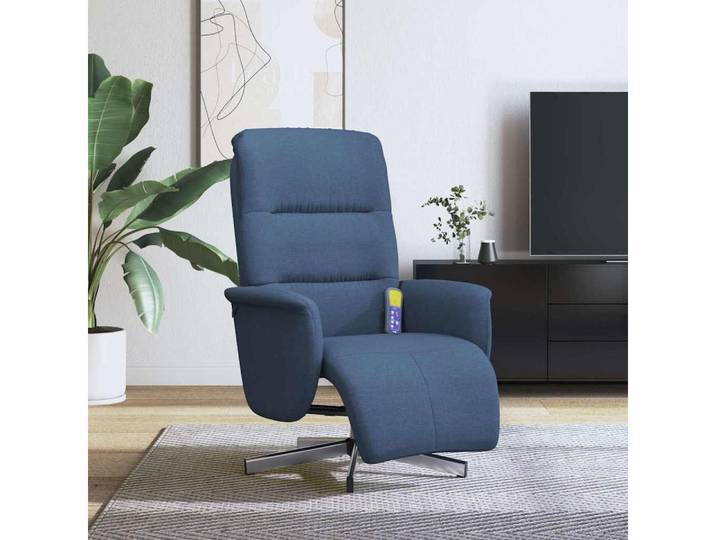vidaXL Massagesessel, Massagesessel mit Fußteil Blau Stoff