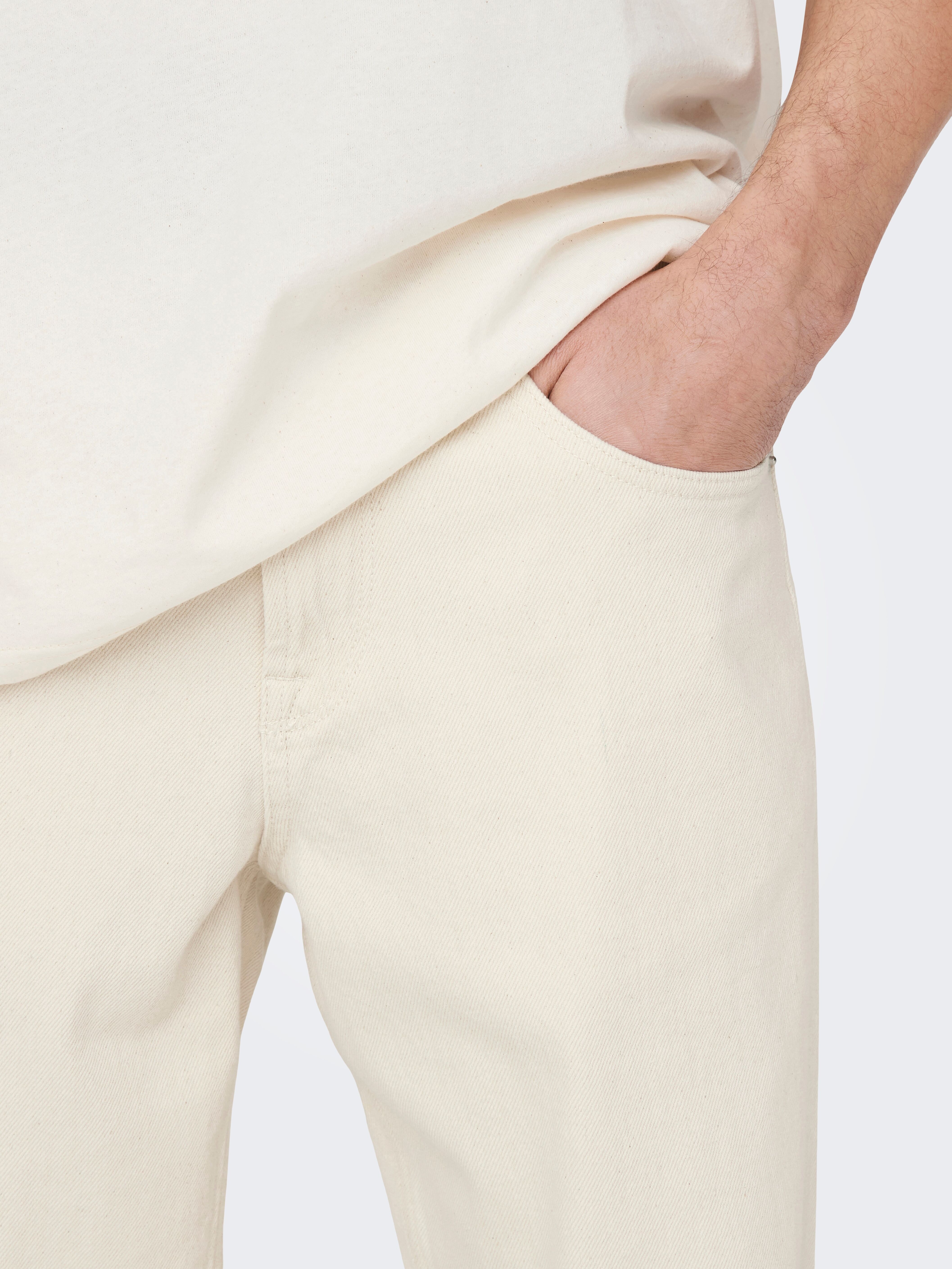 ONLY & SONS "ONSEDGE STRAIGHT BROMO 0017 DOT DNM NOOS" ecru 32, Länge 32