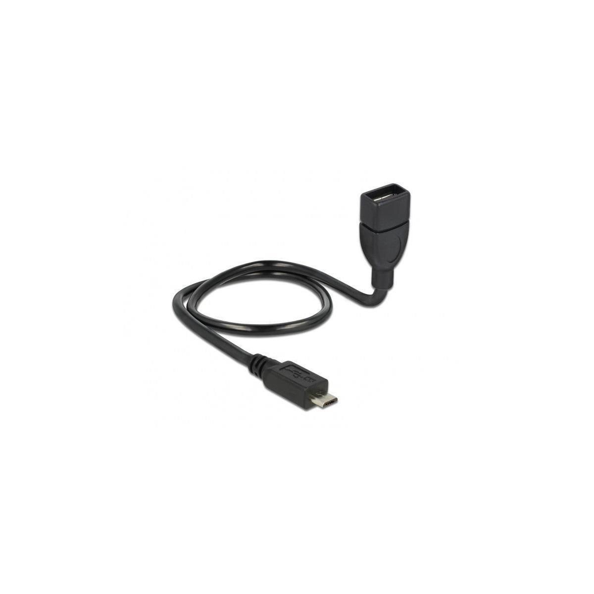 Delock OTG ShapeCable USB naar Micro-USB Type B USB 2.0 verlengkabel - 50 cm - Zwart