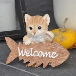 Dazikemo Gartenfigur Dekofigur Katze Willkommen
