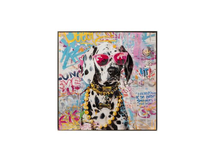 Handbemaltes, gerahmtes Bild „Make Your Life Pink Dalmatian!“ 80 x 80 cm Multicolor Crea Collection