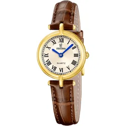 Festina F20788/2 Damen-Uhr Quarz mit Lederband Braun/Goldfarben