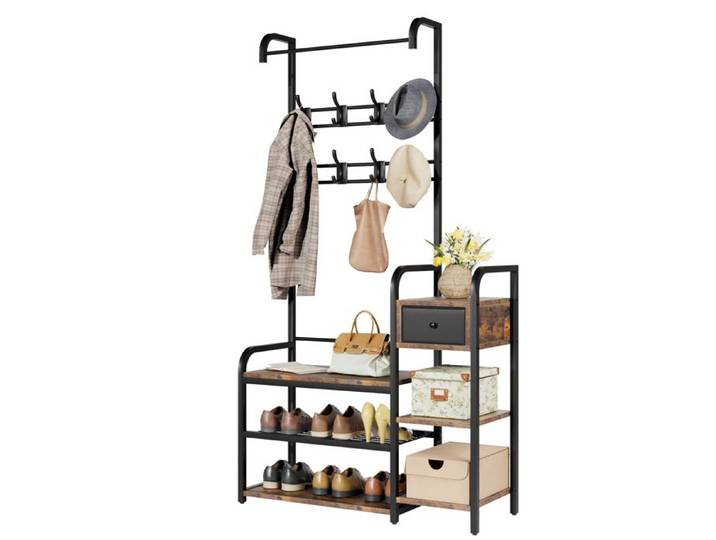 MEUBLE DE SEJOUR - ENTREE / VESTIAIRE - MEUBLE D ENTREE-Porte-Manteau avec Étagère à Chaussures/ 1TIROIR