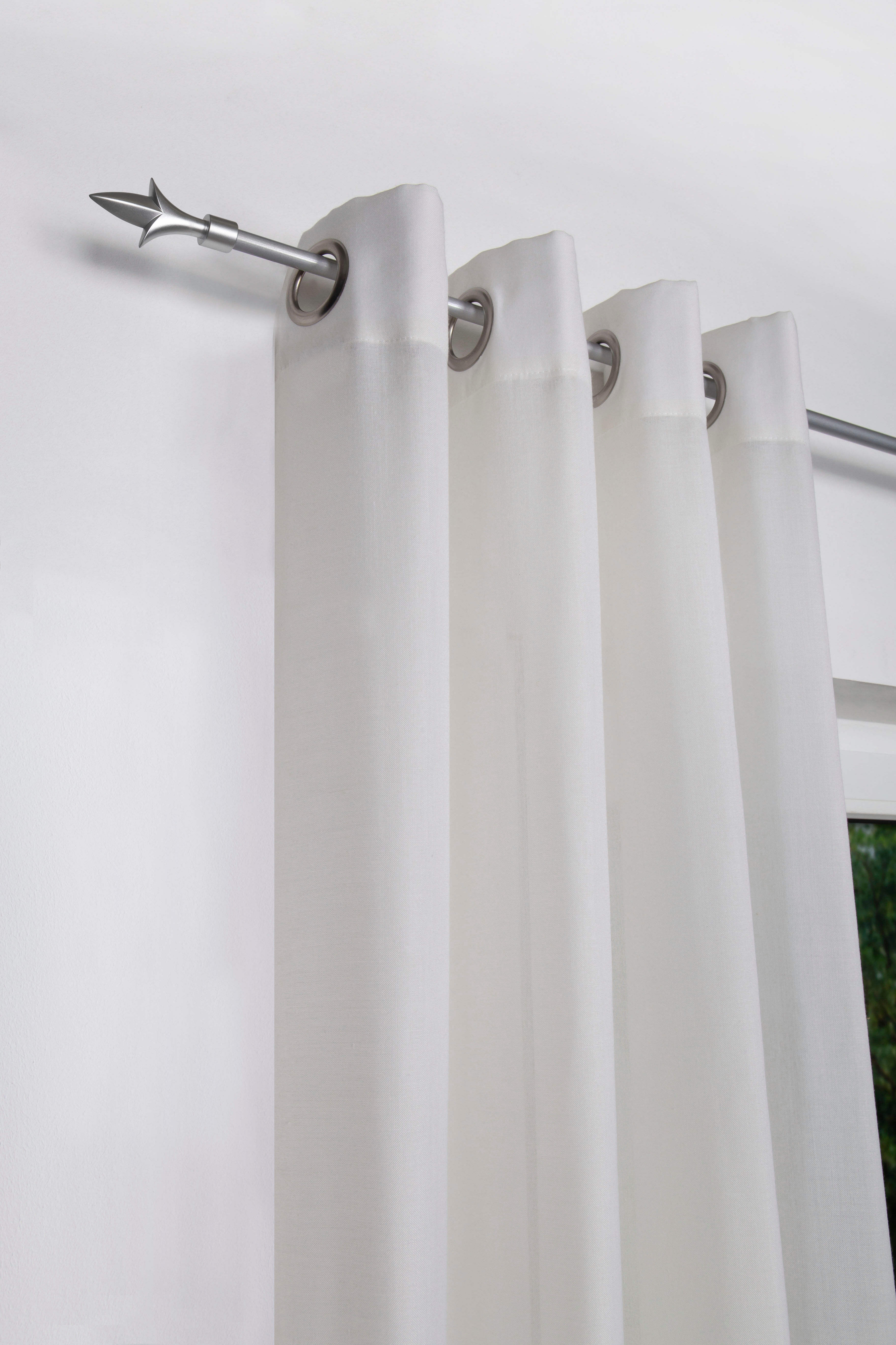Gardinenstange MYDECO "lance" Gr. 1, silber (silberfarben), Ø:16mm, Aluminium, Gardinenstangen, Gardinenstange silberfarben L: 130cm - 240cm Ø 16mm, 1 Stk., 1 läufig