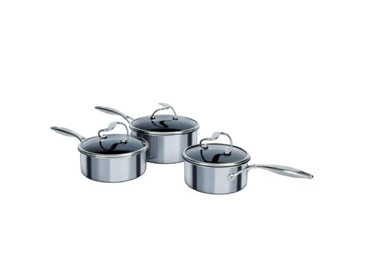 Circulon SteelShield C-Serie Edelstahl-Kochtopf-Set, 16/18/20 cm, Induktions-Kochtöpfe mit Deckel, Hybrid-Antihaftbeschichtung, Metall-Utensilienfest und spülmaschinenfest, 3 Stück