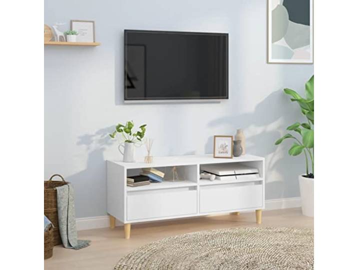 HEFZGDB TV-Schrank Weiß 100x34,5x44,5 cm Holzwerkstoff mit reichlich Stauraum für Unterhaltungselektronik und Medien, langlebiger TV-Ständer aus Holzwerkstoff mit glatter Oberfläche,