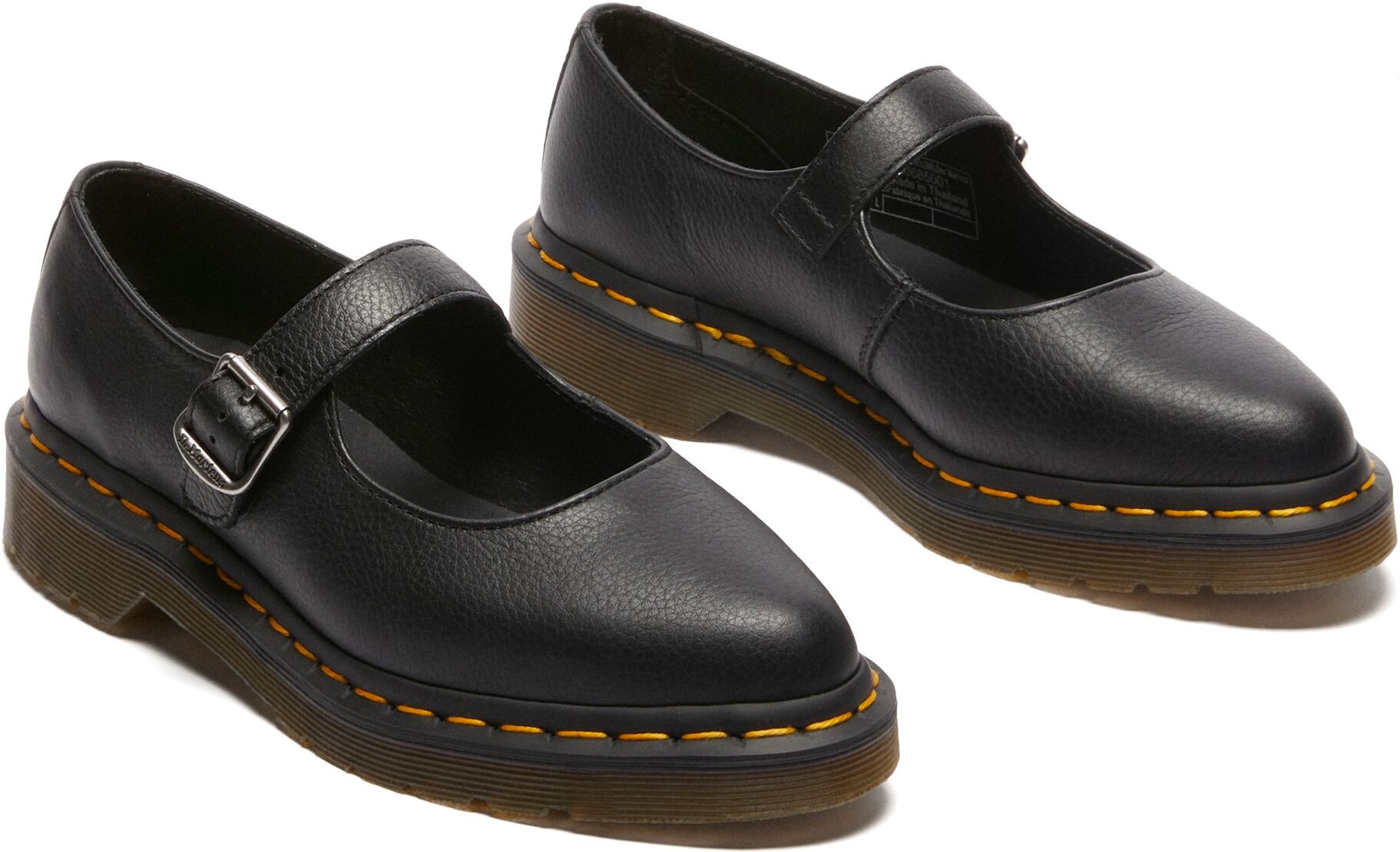 Ballerina DR. MARTENS "Elphie", Damen, Gr. 39, Leder, schwarz, Schuhe Ballerina, Spangenschuh, Mary Jane mit typischer gelber Rahmennaht