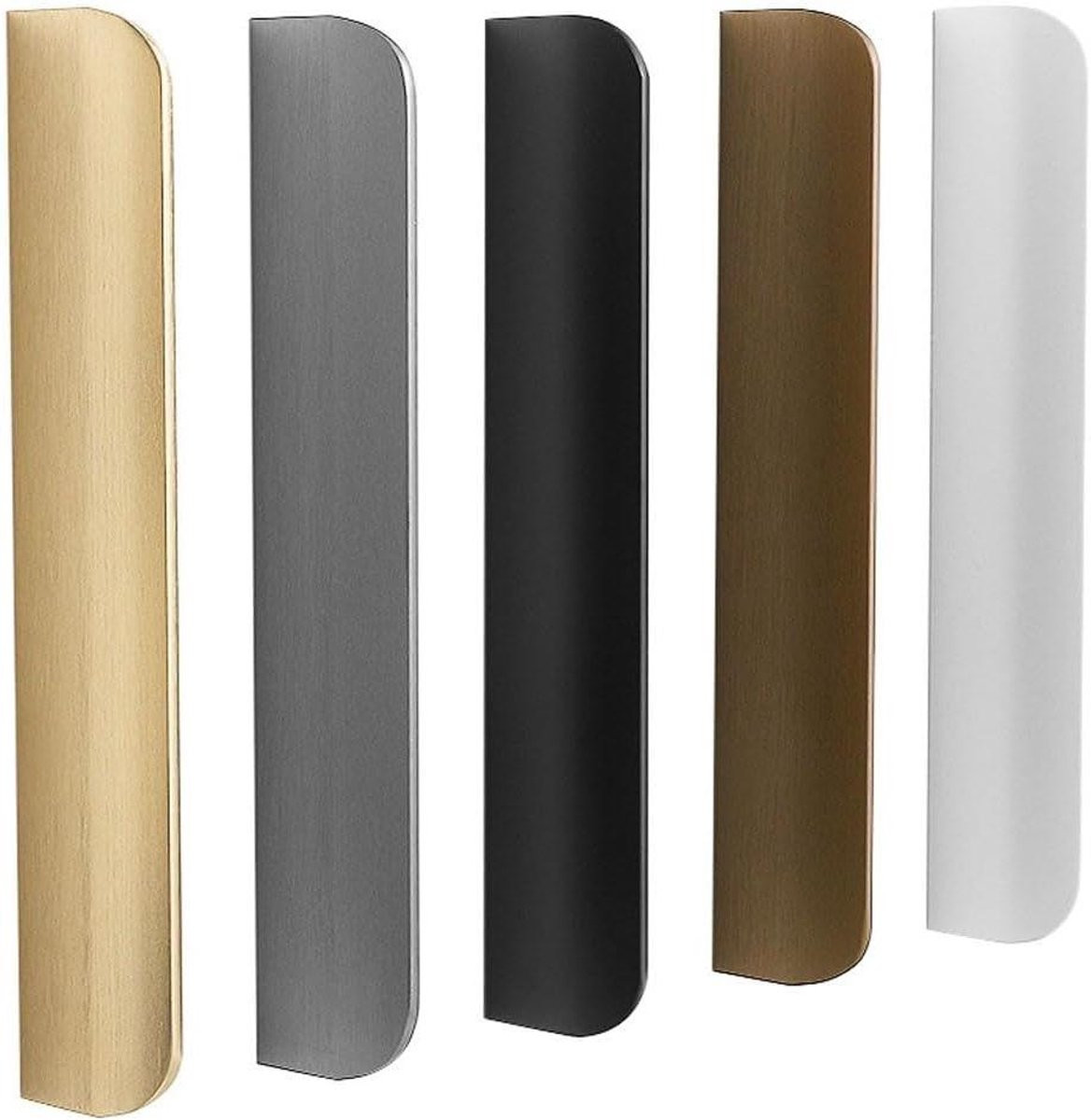 Set van 4 onzichtbare meubelgrepen in zwart van aluminium legering