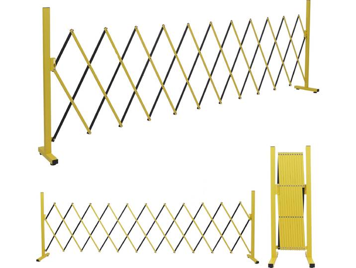 Alu Absperrgitter HWC-B34, Scherengitter Zaun Schutzgitter ausziehbar, 103x35-300cm gelb-schwarz