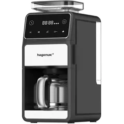 hagenuk Kaffeemaschine mit Mahlwerk, 1,5 l, Filterkaffeemaschine, Schwarz