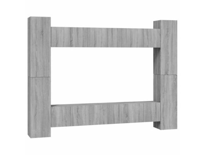 hliofuir 10-TLG. TV-Schrank-Set Hängend Grau Sonoma Holzwerkstoff Flexibles Hängeschrank-Set für Wohnzimmer und Schlafzimmer mit viel Stauraum aus pflegeleichtem Material.