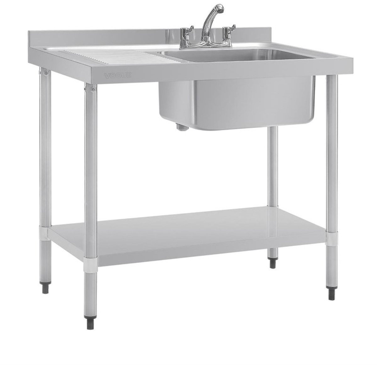 Vogue RVS Spoeltafel met afdruiprek links - DY821 - Horeca & Professioneel