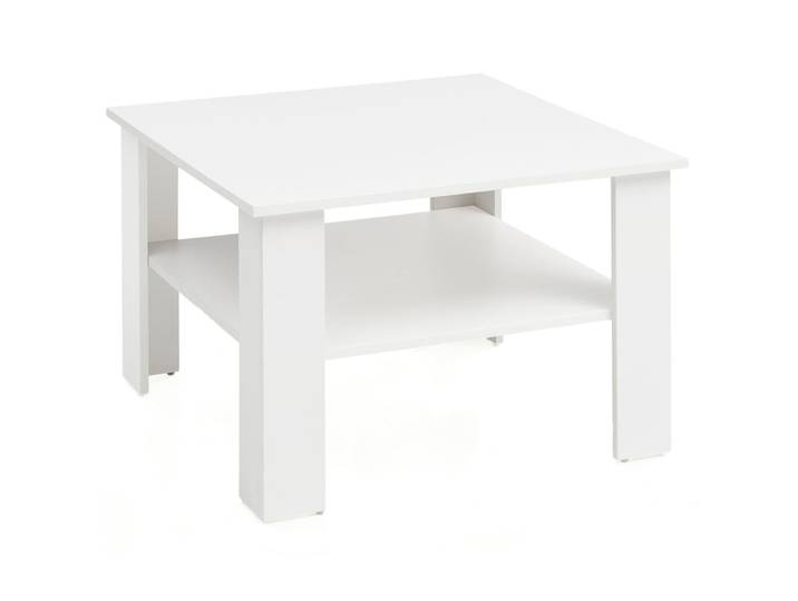 Table basse carrée avec tablette en aggloméré, blanc