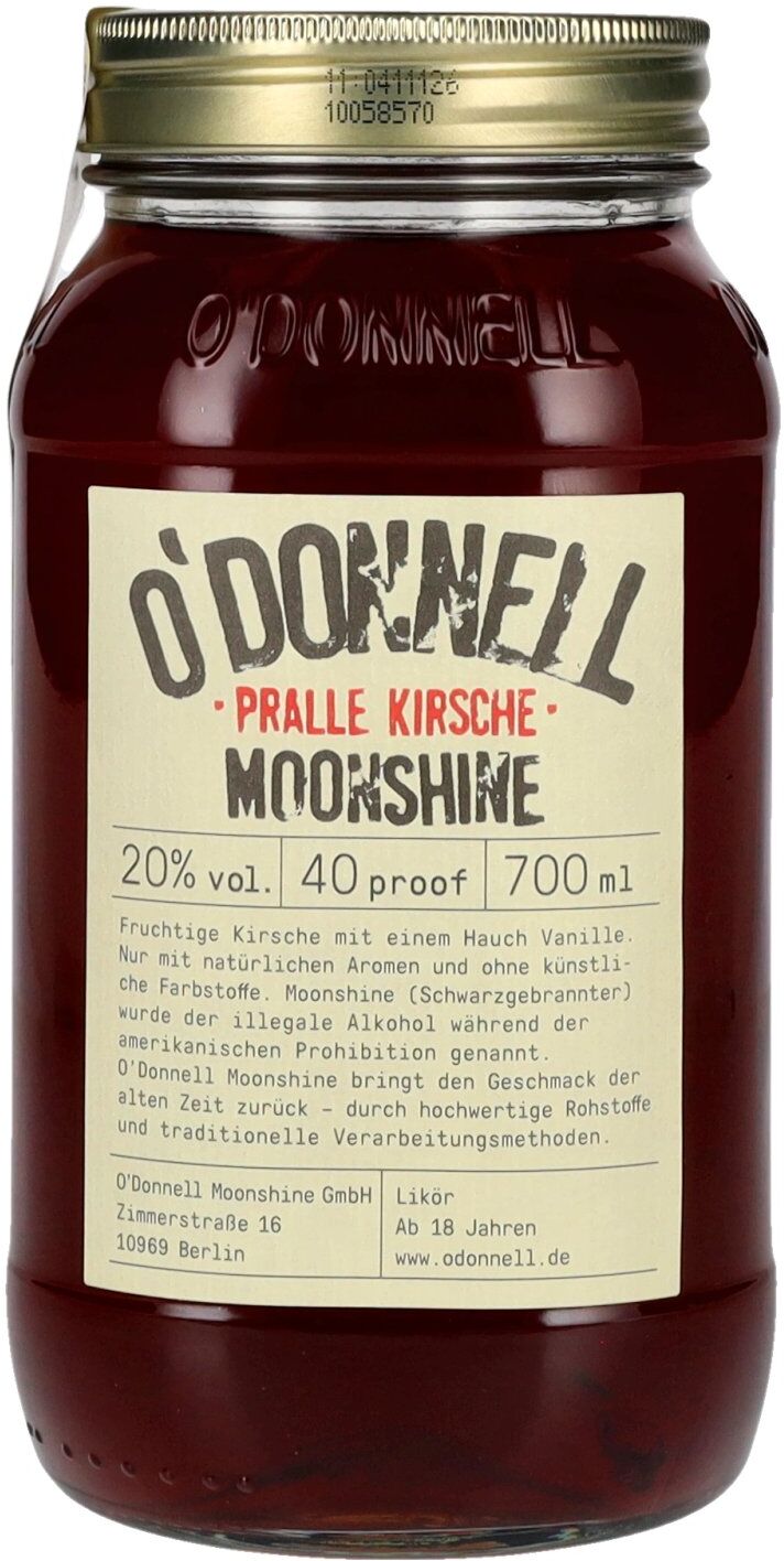 O'Donnell Moonshine PRALLE KIRSCHE Liqueur 20% Vol. 0,7l