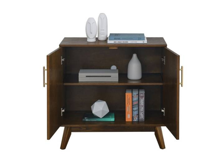 Buffet Bas 2 Portes avec Étagères Réglables et Prise Arrière - BEAUNIV - Vintage Noyer 80 01×40 01×80 01 cm