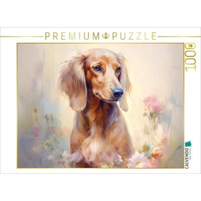 CALVENDO Puzzle Süßer Langhaardackel | 1000 Teile Lege-Größe 64x48cm Foto-Puzzle für glückliche Stunden