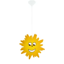 Pendelleuchte Kinderzimmer Sonne Hängeleuchte Sonne Kinderleuchte Hängelampe, Holz gelb, 1x LED 11W 1055W warmweiß, DxH 38x110 cm