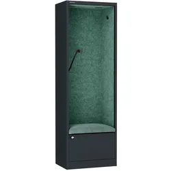 DELUKE Akustikkabine mit Schalldämmung TAGO 185x60x40cm Anthrazit-Grün Telefonkabine Meetingbox Telefonbox Akustikbox Bürokabine Großraumbüro