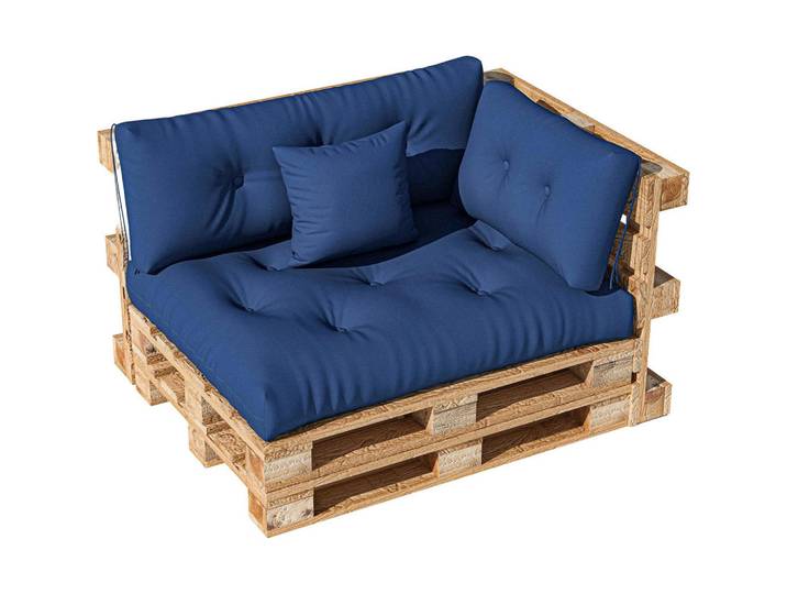 Vercart Palettenkissen Set 4, Blau, Rechteckig, 120x40x80 cm, Gartenmöbel, Gartenpolster & Auflagen, Palettenkissen