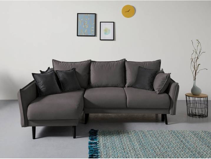 Home affaire Ecksofa Asra L-Form, B: 240 cm, Schlaffunktion, Bettkasten, Taschen & 3 Zierkissen, Federkern