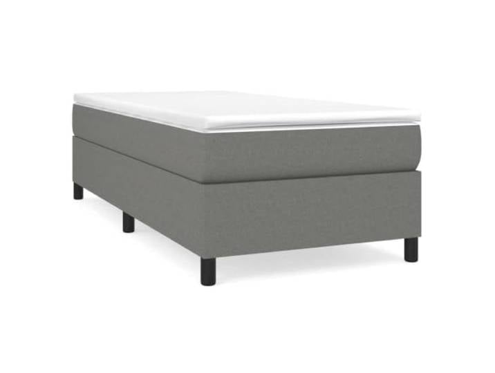 PUGYNBK Boxspringbett mit Stoffmatratze, dunkelgrau, 100 x 200 cm Gefederte Federn, mittlere Härte, Sperrholzleisten, atmungsaktiver Schutz