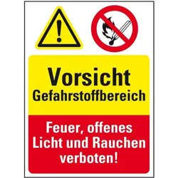 Aufkleber I Sicherheits-Kombischild mit Symbolen, Gefahrstoffbereich..., Folie, 200x300mm