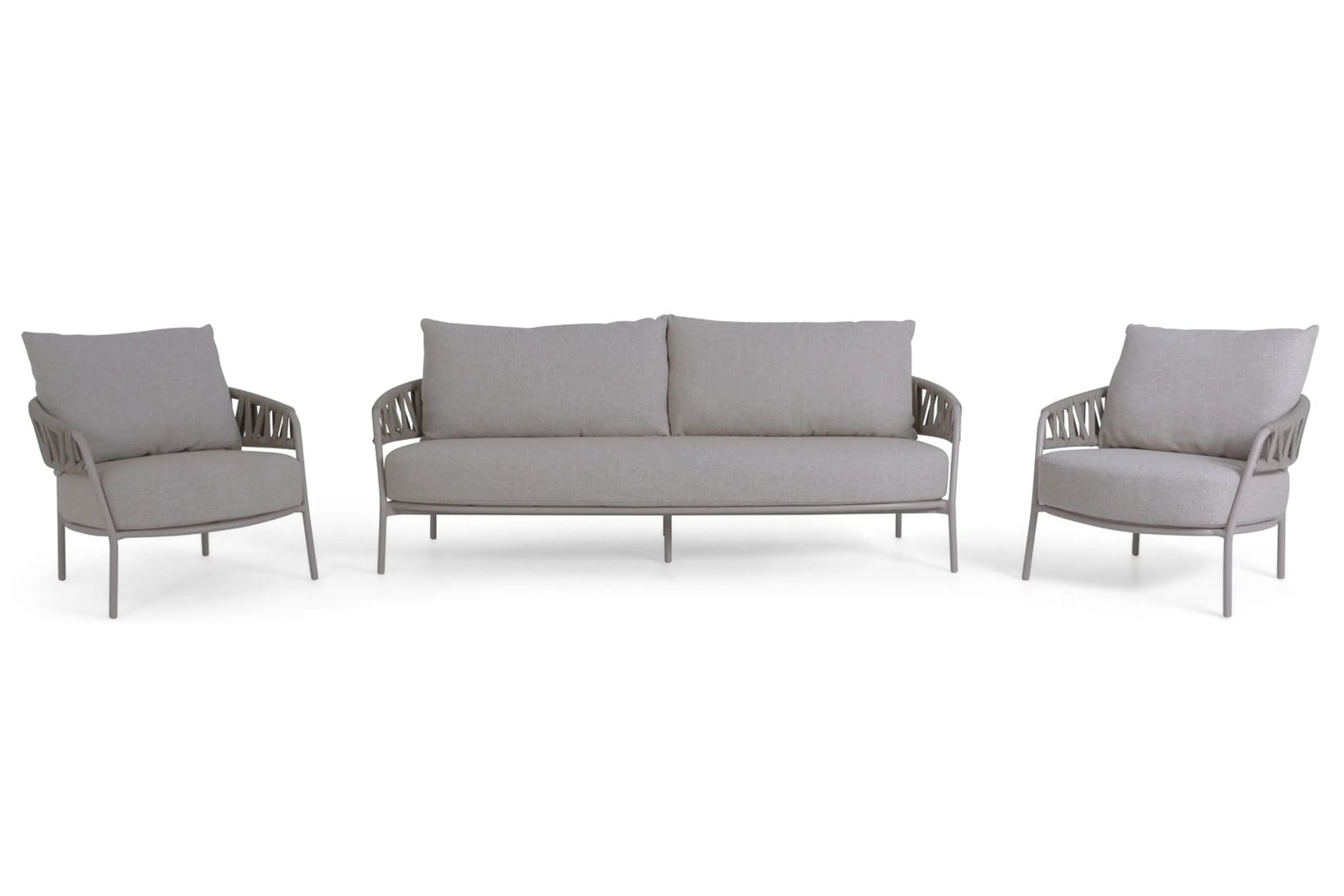 4 Seasons Outdoor Calma 3-delige loungeset met aluminium frame en kussens in beige en grijs