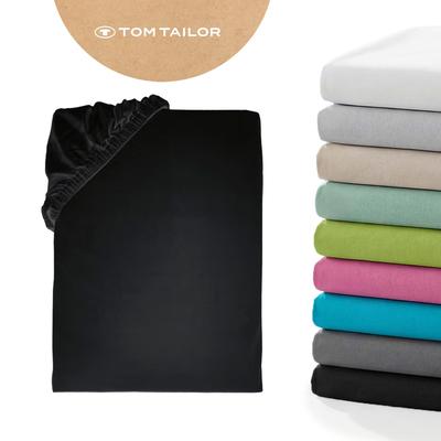 Spannbettlaken TOM TAILOR HOME "Tom Tailor Jersey", schwarz, B:90cm L:200cm, Jersey, Obermaterial: 100% Baumwolle, Bettlaken, Spannbettlaken, ab Größe 90x200 cm, Laken in hochwertiger Jersey Qualität