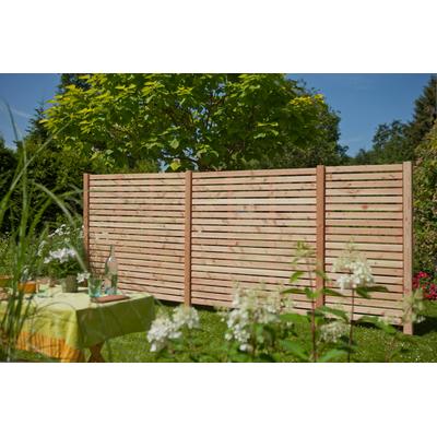 Dichtzaun KIEHN-HOLZ, beige (natur), H:180cm, Holzwerkstoff, Zaunelemente, 3-tlg., LxH: 486x180 cm, mit 4 Pfosten