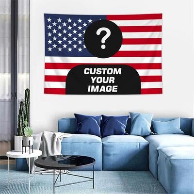 Uplifted Finds Personalized Photo Custom American Flag Tapestry Room Decor Banner For Family Pets & Idols qz001 95x73cm