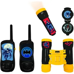 Lexibook Batman Abenteuerset mit 2 Walkie Talkies bis zu 120m Reichweite, Fernglas, Taschenlampe, Kompass (0.12 km), Walkie Talkie, Mehrfarbig