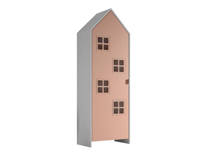 VIPACK - CASAMI BRUGES Armoire 1 porte\, 4 fenêtres\, finition MDF laqué rose