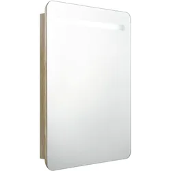 vidaXL LED-Bad-Spiegelschrank Eichen-Optik 60x11x80 cm