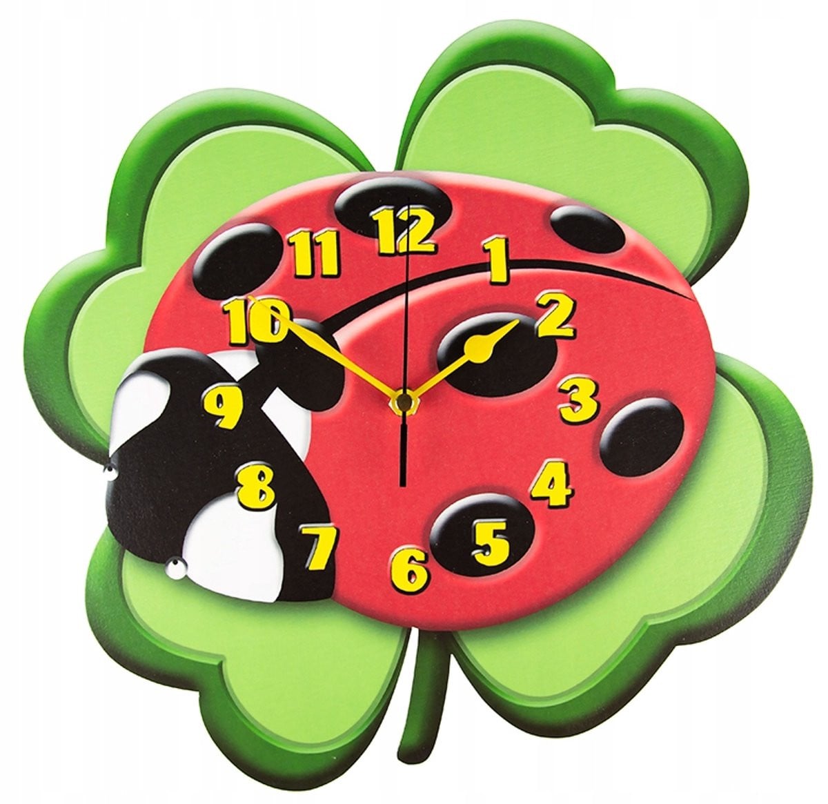 Analoge kinderwandklok met lieveheersbeestje op blad - 32 cm