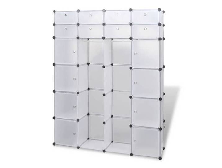 Armoire modulable - vidaxl - 18 compartiments - 37x146x180 5 cm - Blanc - Plastique - A poser au sol - Montage facile