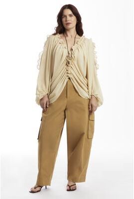 Plus Size Women's Barrel Leg Cargo Pant by June & Vie in Rye Bread (Size 24 W)
