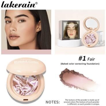 Inspired Finds BrightFilter Baked Powder Foundation Demi Matte Color Correcting Powder Foundation With Oil Control light Fair