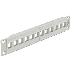 DELOCK Patchpanel 1HE 12 Keystone Ports grau